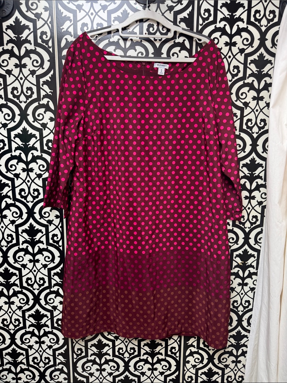 Old Navy Fuchsia Polka Dot Midi Dress